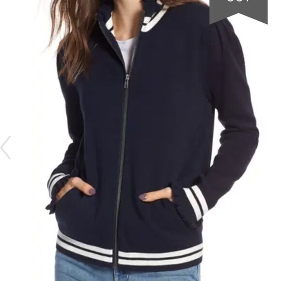 Treasure & Bond Ruffle Trim Track Jacket Knit sz S‎ - Picture 1 of 10